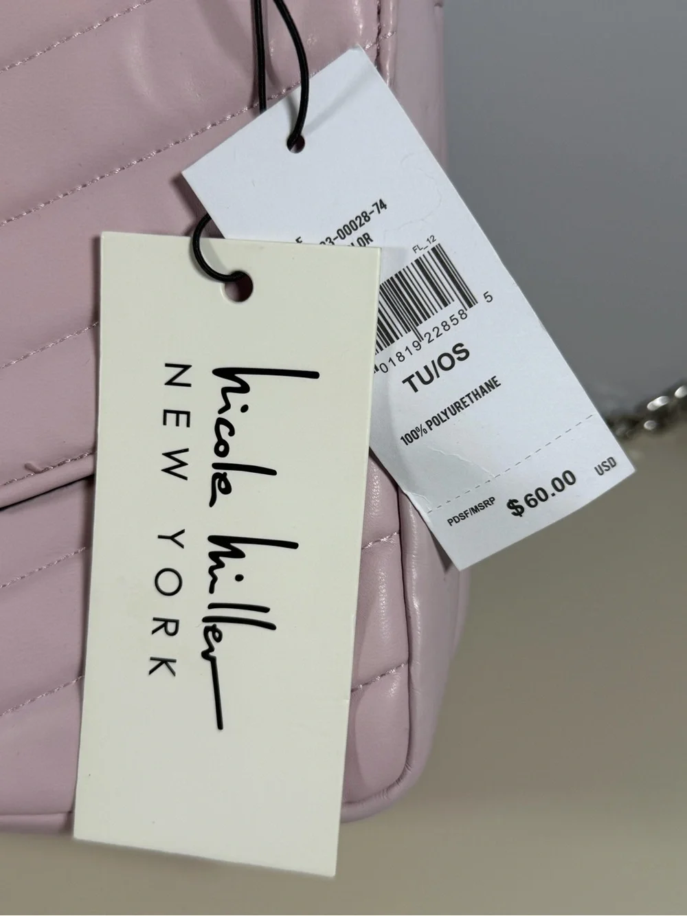 Nicole Miller Quilted Light Pink NM Crossbody Bag